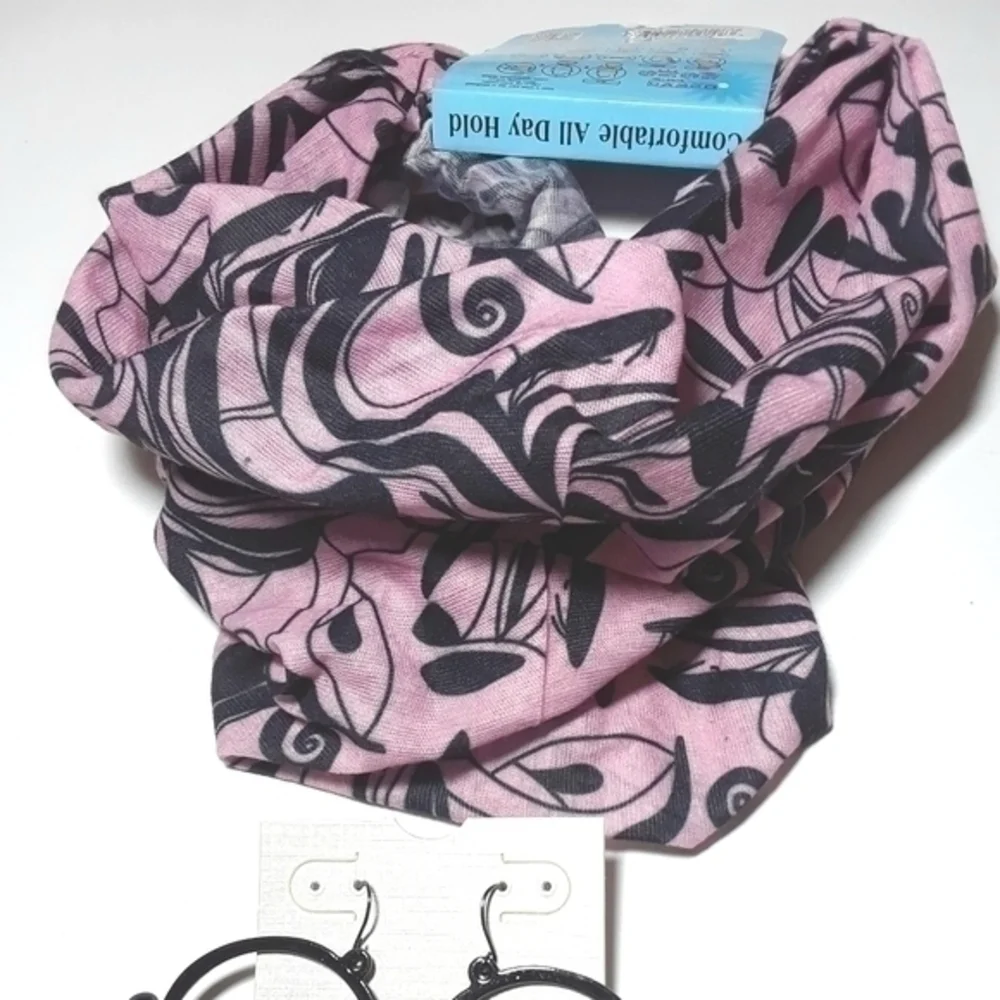 Infinity Headband/Gaitor & Hoop Earrings Set